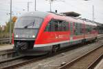 642 050-8 stand am 02.10.2014 als DB-Probefahrt im Rostocker Hbf wenig spter ging es Richtung Tessin/Kavelstorf raus.