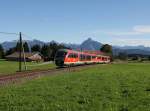 Der 642 011 und die 642 120 als RB nach Augsburg am 09.10.2014 unterwegs bei Tannenmühle.