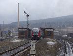 642 228/728 verlässt als RB 23712 (Cranzahl - Chemnitz Hbf) den Bahnhof Cranzahl.