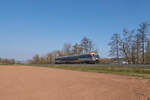 642 342 von Transdev Regio Ost GmbH war am 26.03.2022, fernab seiner Heimat im Raum Dresden, auf der alten Nord-Süd-Strecke bei Unterhaun unterwegs in Richtung Fulda.