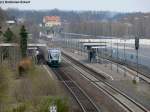 VT 22 der Vogtlandbahn mit VBG 81925 nach Schwandorf in Wiesau (Oberpf), 21.04.2010