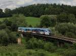 Der VT 06 nach Passau am 09.08.2014 unterwegs bei Röhrnbach.