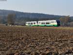 Zwei Triebwägen der Vogtlandbahn als VBG 74267 nach Regensburg Hbf bei Oberteich, 14.03.2014