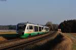 VT 15 und einer weiterer VT als VBG 74264 von Regensburg nach Marktredwitz bei Oberteich, 14.03.2014