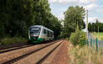 VT 07 B der Trilex auf seinem Weg nach Dresden Hbf wurde am frühen Abend des 13.08.16 im Bahnhof von Weickersdorf fotografisch festgehalten.