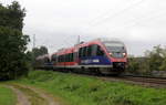 Zwei Euregiobahn (RB20) kommen aus Stolberg-Rheinland-Hbf nach Stolberg-Altstadt,Düren und kammen die Kohlscheider-Rampe hoch aus Richtung Herzogenrath und fuhren in Richtung