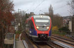 Zwei Euregiobahn (RB20) kommen aus Stolberg-Rheinland nach Stolberg-Rheinland-Altstadt-Düren und kommen aus Richtung Aachen-West und halten in Aachen-Schanz und fahren in Richtung Aachen-Hbf.