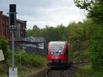 643 206 als RB20 nach Stolberg-Altstadt auf Höhe des ehemaligen Haltepunktes Wilhelmschacht in Alsdorf. Unmittelbar darauf erreichte sie den modernen Bahnhof Alsdorf-Busch. 