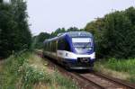 VT 736 der NEB mit NEB 5369 in Herrensee (26.07.2007)