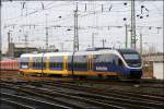 VT744 durchfhrt als RB43 (NWB33864)  Emschertalbahn , von Dortmund Hbf nach Dorsten, dass Gleisvorfeld des Dortmunder Hauptbahnhofes.