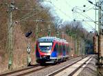 Die Euregiobahn RB20 nach Langerwehe kommt am 06.04.2010 in hhe Laurensberg die lange gerade nach Aachen West hoch.