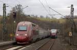 Der Thalys 4331 fuhr am 05.02.2011 von Kln nach Paris Nord, hier in Eilendorf.