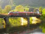 643 nach Bingen HBF auf der Nahebrcke kurz vor dem Bahnhof von Bad Mnster am Stein