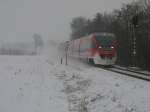 Als der Gegenzug Epe (Westf) verlie kann man sehr schn an der Front sehen wie der Schnee haften bleibt.