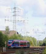 643 221 der EuregioBahn als RB20 von Heerlen(NL) nach Dren hier bei der Einfahrt in Herzogenrath, am 15.9.2013 