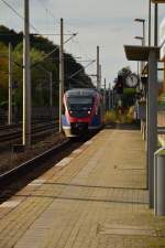 Hier fährt der 643 203 in Langerwehe ein, auf seinem Weg nach Düren Hbf.