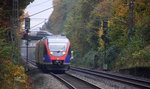 Zwei Euregiobahn (RB20) aus Alsdorf-Annapark nach Stolberg-Altstadt,Düren und kammen die Kohlscheider-Rampe hoch aus Richtung Herzogenrath und halten in Kohlscheid und fahren in Richtung
