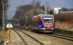 Ein Nachschuss von der Euregiobahn (RB20) kommt aus Langerwehe nach Herzogenrath und hält in Kohlscheid und fährt in Richtung Herzogenrath.