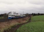 Zwei 643 der Bayrischen Oberlandbahn fuhren am 19.12.14 bei trübem Wetter durch Syrau/V.