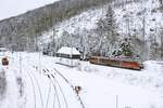 Am 09.01.2021 trifft ein 642 der Kurhessenbahn in Brilon Wald ein