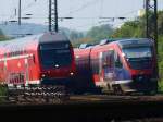 RE4, geschoben von 111 113-7 nach Dortmund Hbf kommt von Aachen West, RB20, der Talent der Euregiobahn kommt von Herzogenrath und fhrt weiter nach Stolberg Altstadt.