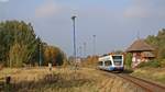 Der 646 110-6 der UBB befuhr am 16.10.17 die Stillegungsbedrohte Strecke Barth-Velgast(-Stralsund),am Ehem.