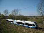 VT 646 in der Nhe der Blockstelle Rostock-Riekdahl (24.04.09).