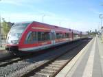 Hier 646 025-7 und 646 030-7 als RE6 von Wittenberge nach Berlin Spandau, dieser Zug stand am 9.5.2009 in Neuruppin West.