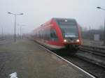 Hier 646 026-5 als RE6 von Berlin-Spandau nach Wittenberge, bei der Einfahrt am 29.12.2009 in Pritzwalk.