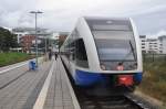 ŚWINOUJŚCIE (Woiwodschaft Westpommern), 30.08.2010, ein Zug der Usedomer Bäderbahn nach Stralsund im Bahnhof Świnoujście Centrum    