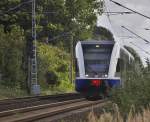 auch die Usedomer Bderbahn kommt auf dem Gegengleis aus Richtung Greifswald nach Stralsund am 28.08.2010