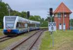 RB 29426 fährt am Ausfahrsignal des Seebades Heringsdorf vorbei in Richtung Wolgast und weiter bis Stralsund.