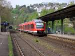 648 121-1 als RE57 auf dem Weg nach Dortmund Hbf kurz vor der Einfahrt in den Schlobergtunnel in Arnsberg.