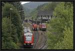 Hochbetrieb in Brgge(Westf): 648 621/121 verlsst als RB52  Volmetalbahn  nach Dortmund Hbf den Bahnhof Brgge(Westf).