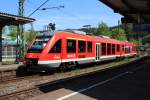 Diseltriebwagen 648 203 / 648 703 (LINT41) der 3-Lnder-Bahn (RB95) kommt von Siegen und fhrt am 08.05.2011 in den Bahnhof Betzdorf/Sieg.