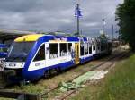 28.06.08, VT 811(THW Halberstadt) von HarzElbeExpress steht in Halberstadt.