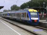 Zwei Triebwagen der BayerischenRegioBahn in Geltendorf auf den Weg nach Weilheim/Oberbbay, wo dort die Fahrt endet(Verstrkerzug MGEL-MWH).