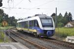 Triebwagen der BR 648 der Eurobahn verlsst Hameln am 12.07.2011.