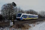 648 470 Heidesprinter auf Weihnachtsfahrt am 14.12.2012 bei Peine