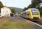 HLB-VT 292 und 277 hielten am 25.9.13 als RB 24848 nach Alsfeld in Bad Salzschlirf.