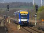 BR 640/648 des Hex am 02.04.2014 auf dem Weg nach Halle (Saale) HBF hier bei der Einfahrt in Sandersleben 