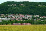 650 011 und 650 010 haben am 11.07.2017 soeben den Haltpunkt Bad Urach Wasserfall in Richtung Metzingen verlassen