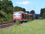 VT 650 100-1 beschleunigt mit einer Schwestermaschine Richtung Crailsheim.