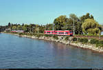 650 022-6 und 650 201-6 (Stadler Regio-Shuttle RS1) unterwegs auf dem Bodenseedamm kurz vor Lindau Hbf.