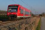 Zwischen Eriskirch und Friedrichshafen befindet sich 650 115 am 22.03.2022 als RB 93 / 17732 auf der Fahrt von Lindau-Insel nach Friedrichshafen Stadt