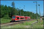 650 109 & 650 322 verlassen am Morgen des 01.06.08 als RE 22523 von Crailsheim nach Ulm Hbf den Goldshfer Regionalbahnhof.