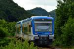 Ein RB 93 Zug der Hunsrückbahn erklimmt die Steilstrecke direkt hinter dem Bahnhof Boppard gen Emmelshausen.