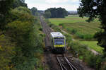 650 704 der agilis als ag84575 von Weidenberg nach Weiden bei der Einfahrt in Kemnath-Neustadt, 21.08.2016