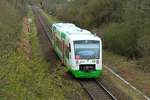 VT 322 der Erfurter Bahn (EB) am 12.4.2021 zwischen Pößneck und Oppurg auf dem Weg nach Leipzig