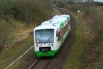 VT 316 der Erfurter Bahn (EB) am 12.4.2021 auf dem Weg von Leipzig nach Saalfeld/Saale.